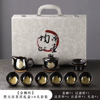 Black Tenmoku Gold Leaf Tea Set