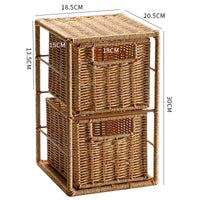 Faux Rattan Desktop Drawer Organizer