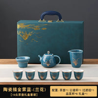 Celadon Gold-Rim Mutton-Fat Jade Tea Set