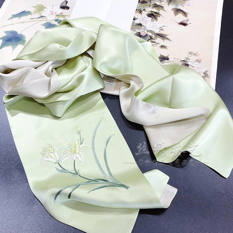 Su Embroidered Mulberry Silk Qipao Scarf