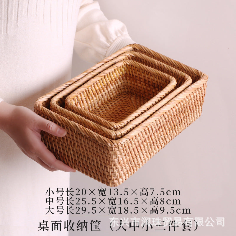 Handwoven Rattan Snack Basket