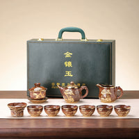 Gold-Inlaid Jade Kung Fu Tea Set Classic