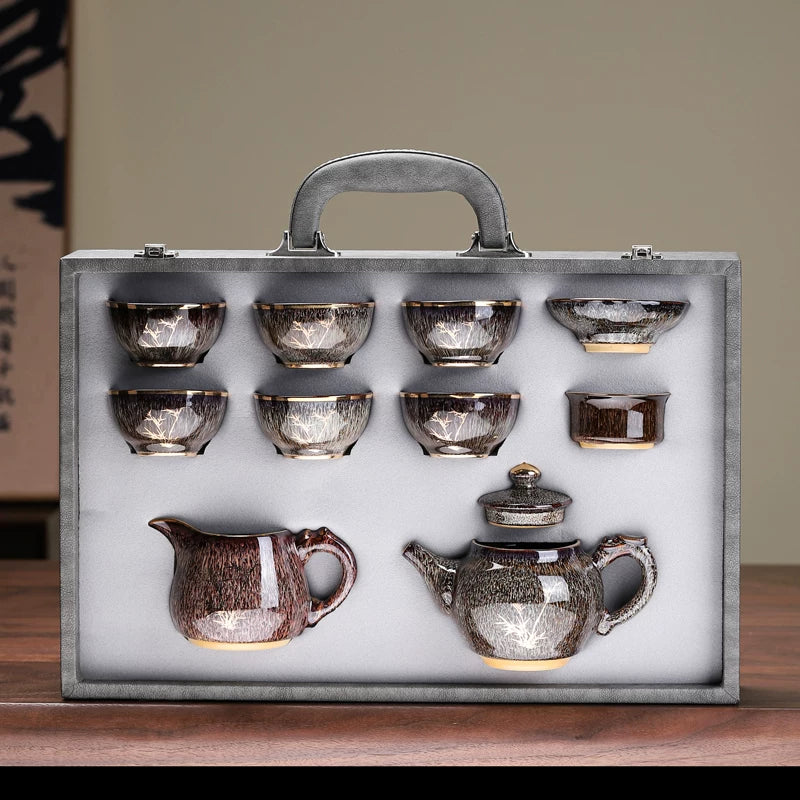 Jian Ware Kung Fu Tea Set with Orchid
