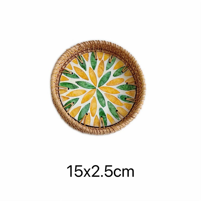 Mini Rattan & Shell Basket Set of 3