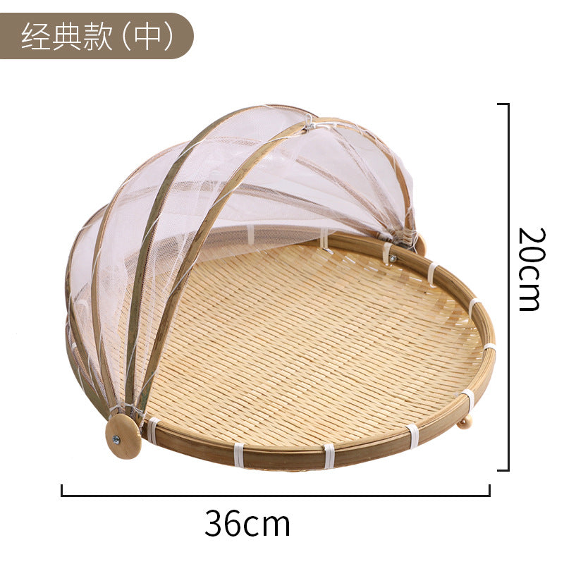 Bamboo Drying Basket with Mesh Cover