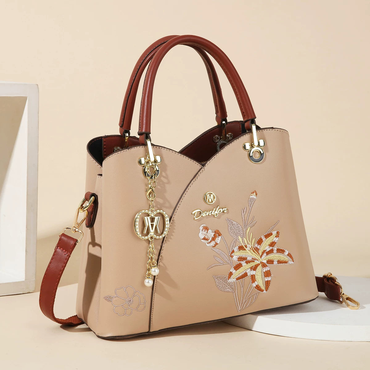 Carnation or Azalea Embroidered Handbag