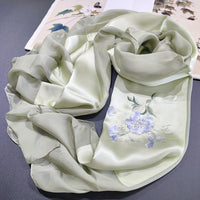 Hand-Embroidered Silk Chiffon Long Scarf
