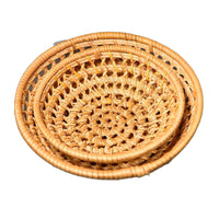 Openwork Rattan Round Basket