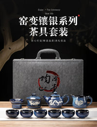 Tin-Inlaid Traditional Chinese Tea Set
