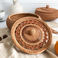 Handwoven Rattan Storage Box with Lid