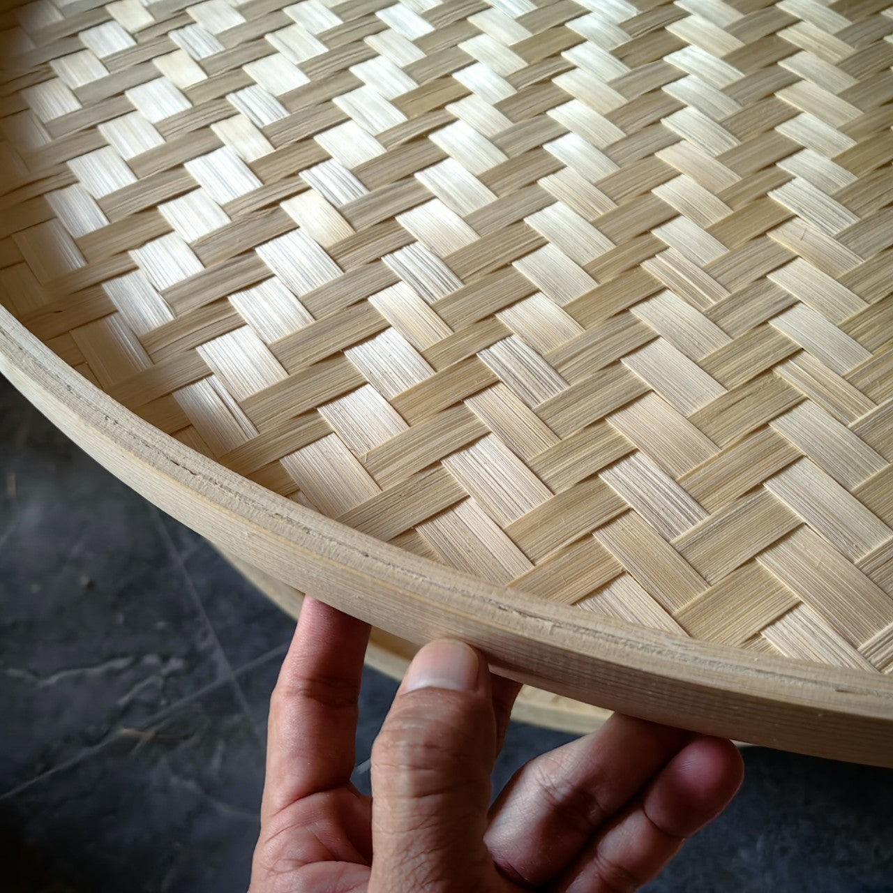 White Bamboo Round Tray