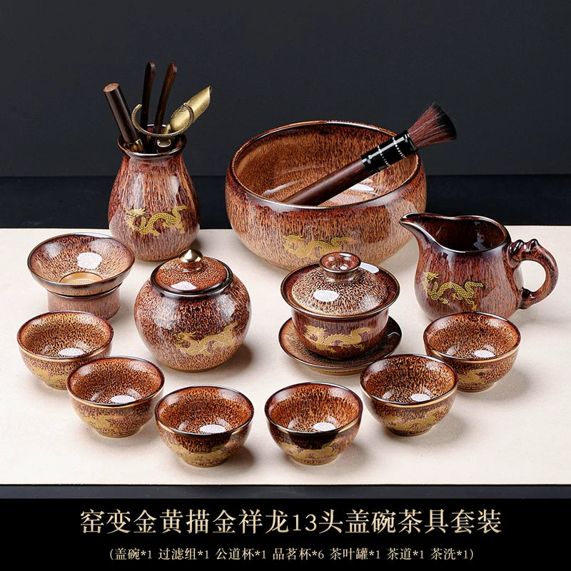Golden Dragon Gilded Tea Set