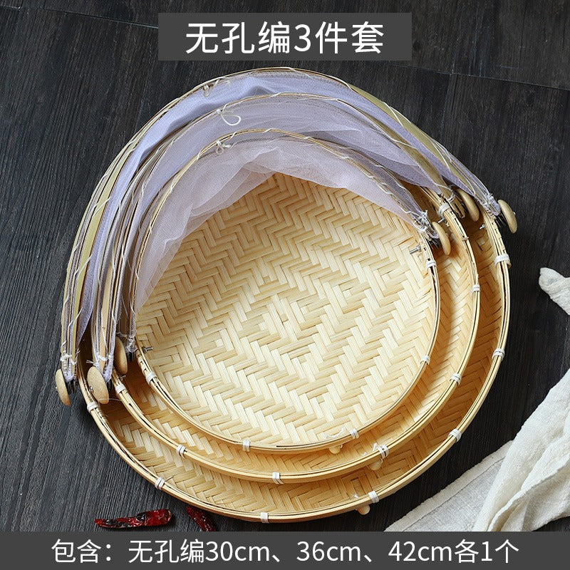 Bamboo Drying Basket with Mesh Cover