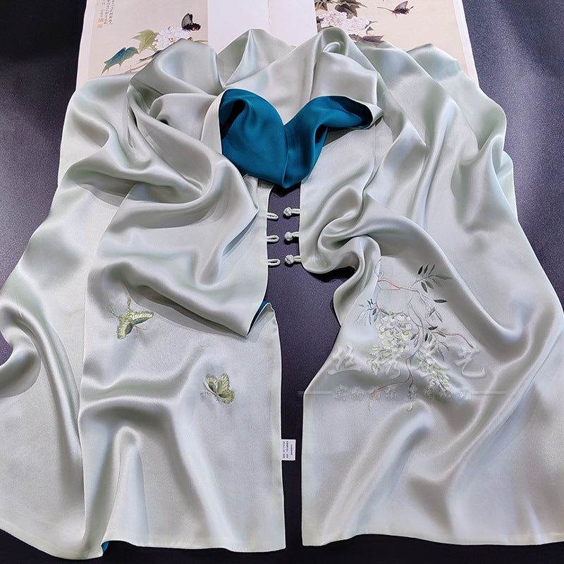 Mulberry Silk Embroidered Qipao Shawl