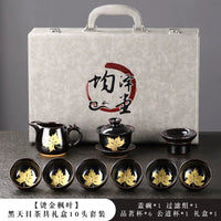 Black Tenmoku Gold Leaf Tea Set