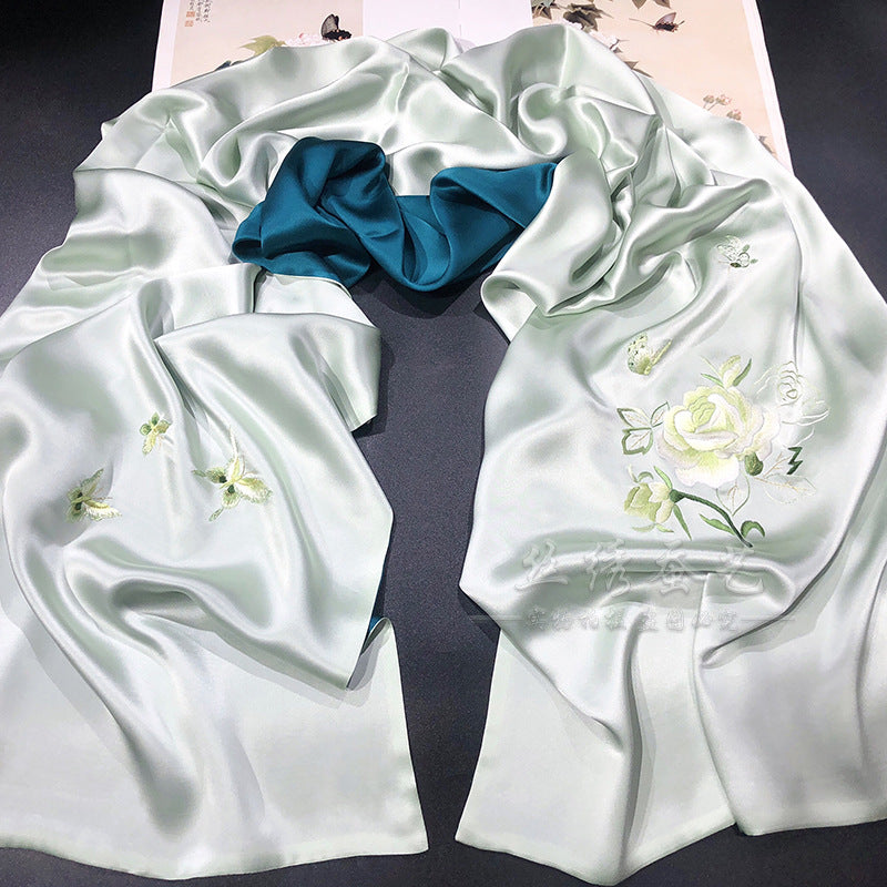 Retro Su Embroidered Silk Shawl, 190cm