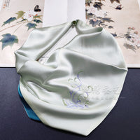 Mulberry Silk Embroidered Square Scarf 55cm
