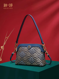 Zhuang Brocade Leather Crossbody Bag (Style 2)