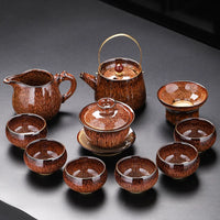 Kiln-Change Jian Ware Loop-Handle Tea Set