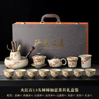 Fire-Red Stone Persimmon Ruyi Tea Set