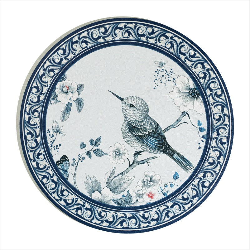 复古花卉油画系圆形西餐垫 咖啡杯圆垫 PVC印花防水防油高档餐垫