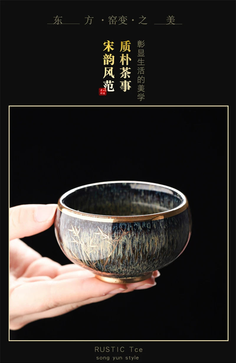 Gold-Inlaid Jade Jian Ware Master Cup