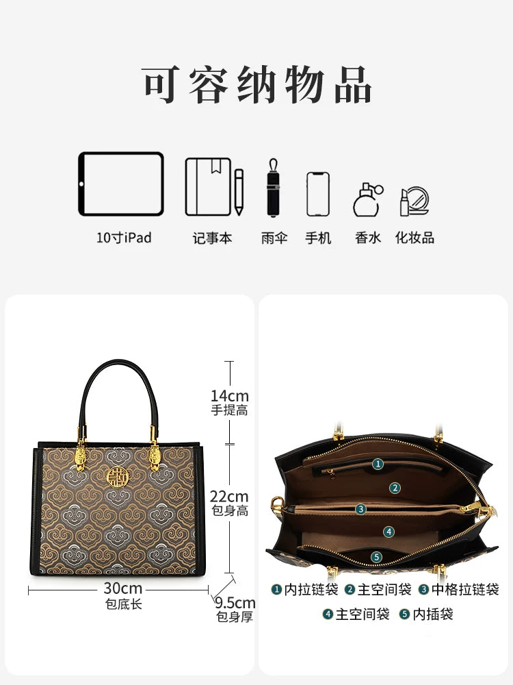 Zhuang Brocade Top-Handle Handbag