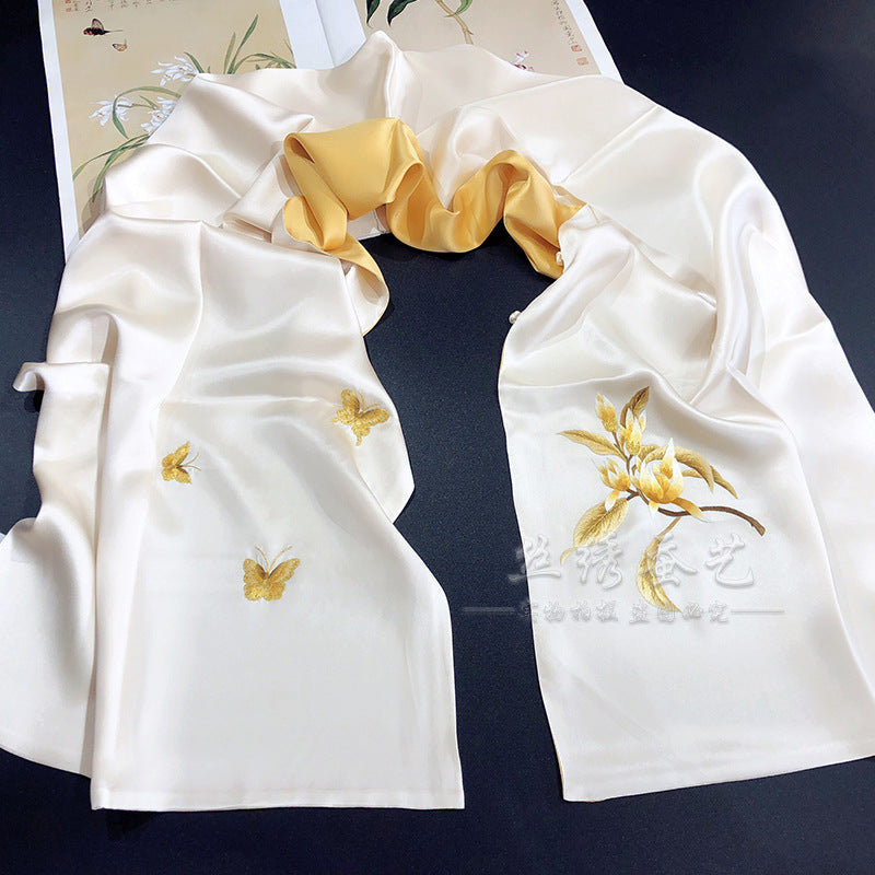Su Embroidery Mulberry Silk Shawl with Frog Button