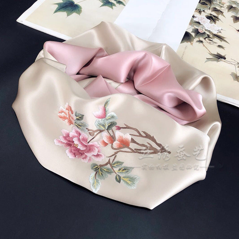 Double-Layer Floral Su Embroidered Scarf
