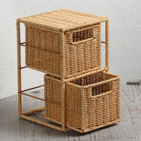 Faux Rattan Desktop Drawer Organizer
