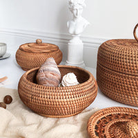 Handwoven Rattan Storage Box with Lid