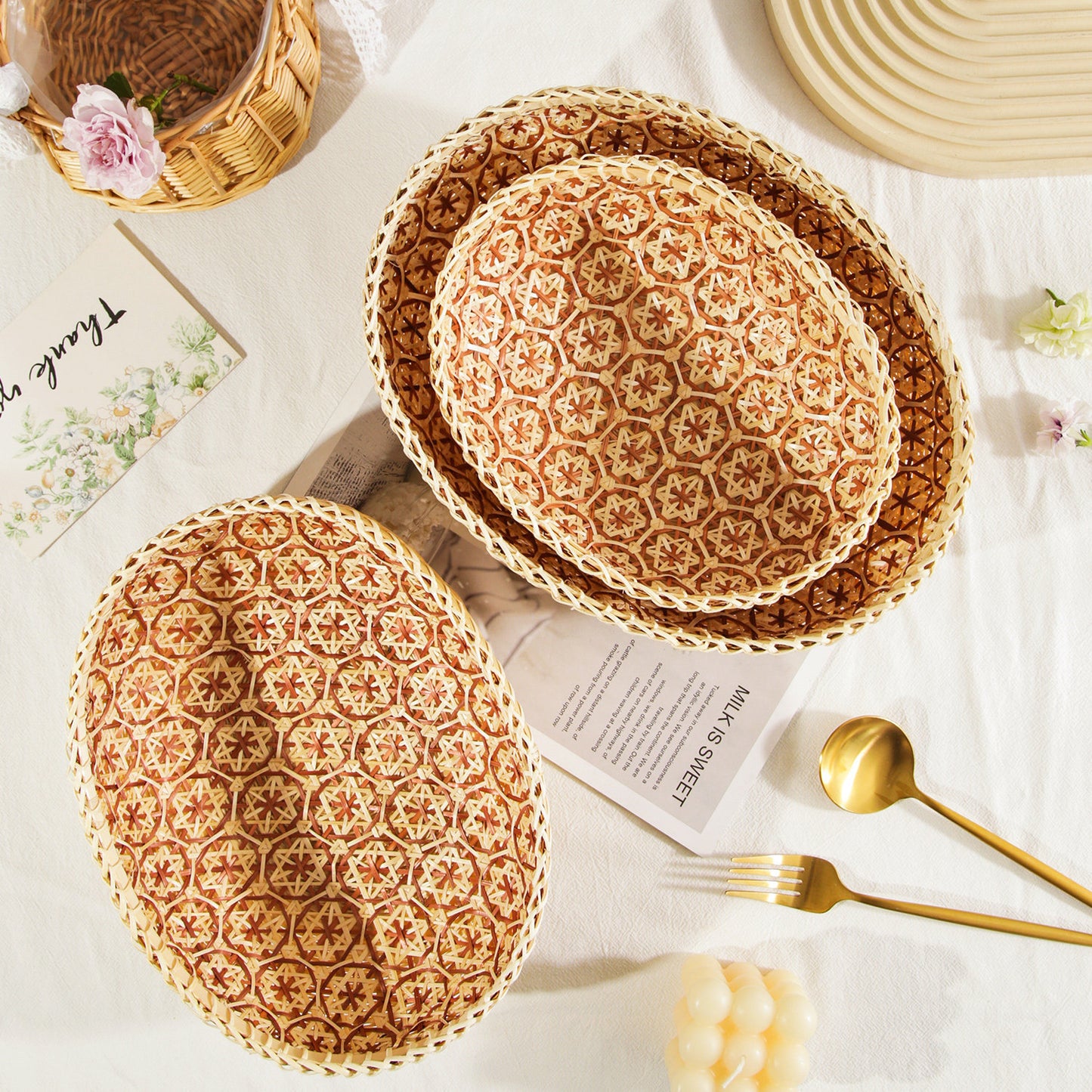 Round Bamboo Woven Basket