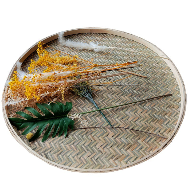 White Bamboo Round Tray
