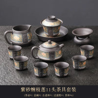Zisha Lotus Scroll Ruyi Tea Set