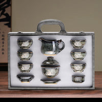 Jian Ware Tea Set with Gold Bamboo