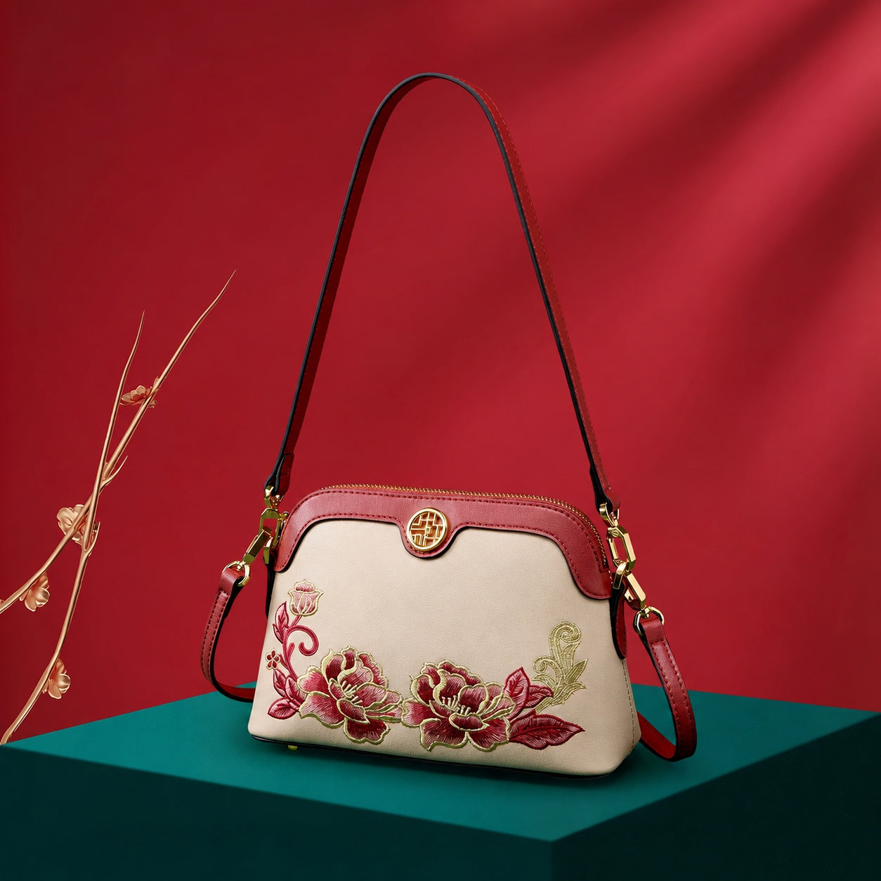 Small Leather Chinese-Style Shoulder Bag