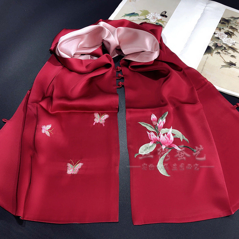 Su Embroidery Mulberry Silk Shawl with Frog Button