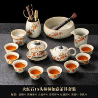 Fire-Red Stone Persimmon Ruyi Tea Set