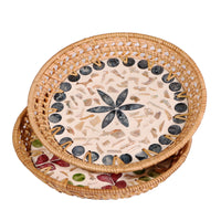 Openwork Rattan & Shell Tray