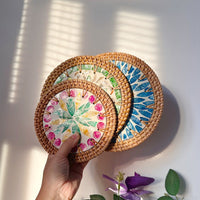 Rattan & Shell Coaster