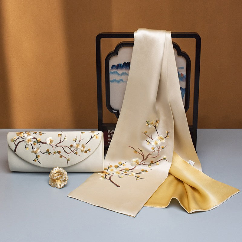 Su Embroidery Silk Scarf, Clutch and Ring Set