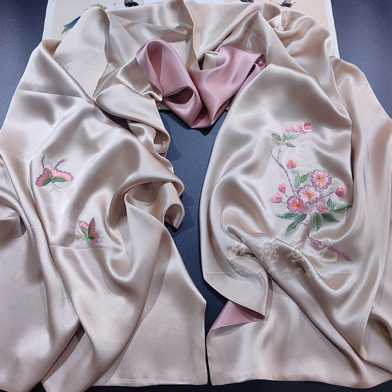 Hand-Embroidered Su Silk Shawl, Suzhou Heritage