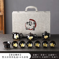 Black Tenmoku Gold Leaf Tea Set