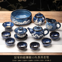 Tin-Inlaid Traditional Chinese Tea Set