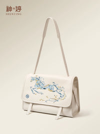 Embroidered Leather Messenger Bag