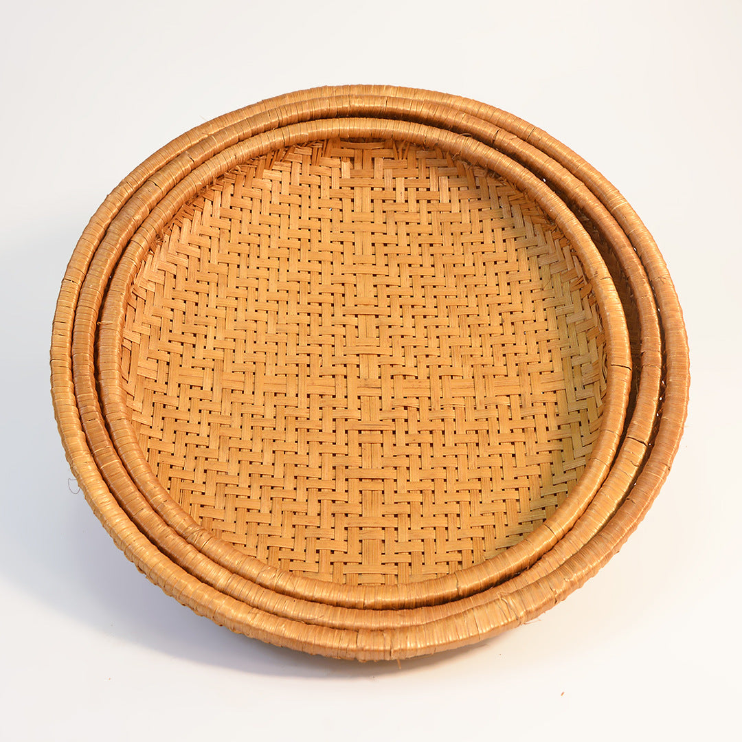 Smoked Bamboo Shallow Basket
