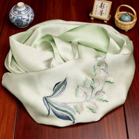 100% Mulberry Silk Su Embroidery Long Scarf