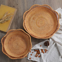 Rattan Basket with Scalloped Edge