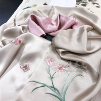 Daylily Su Embroidered Silk Scarf, 175cm