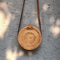 Handwoven Rattan Crossbody Bag